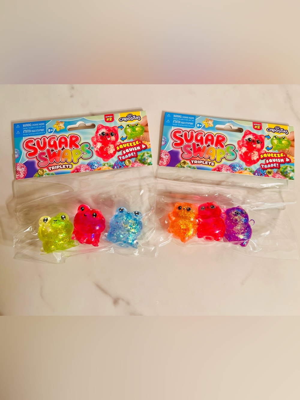 Sugar Swaps Triplets Colorful Glitter Frog and Kittens - Squeeze, Squish, Trade
